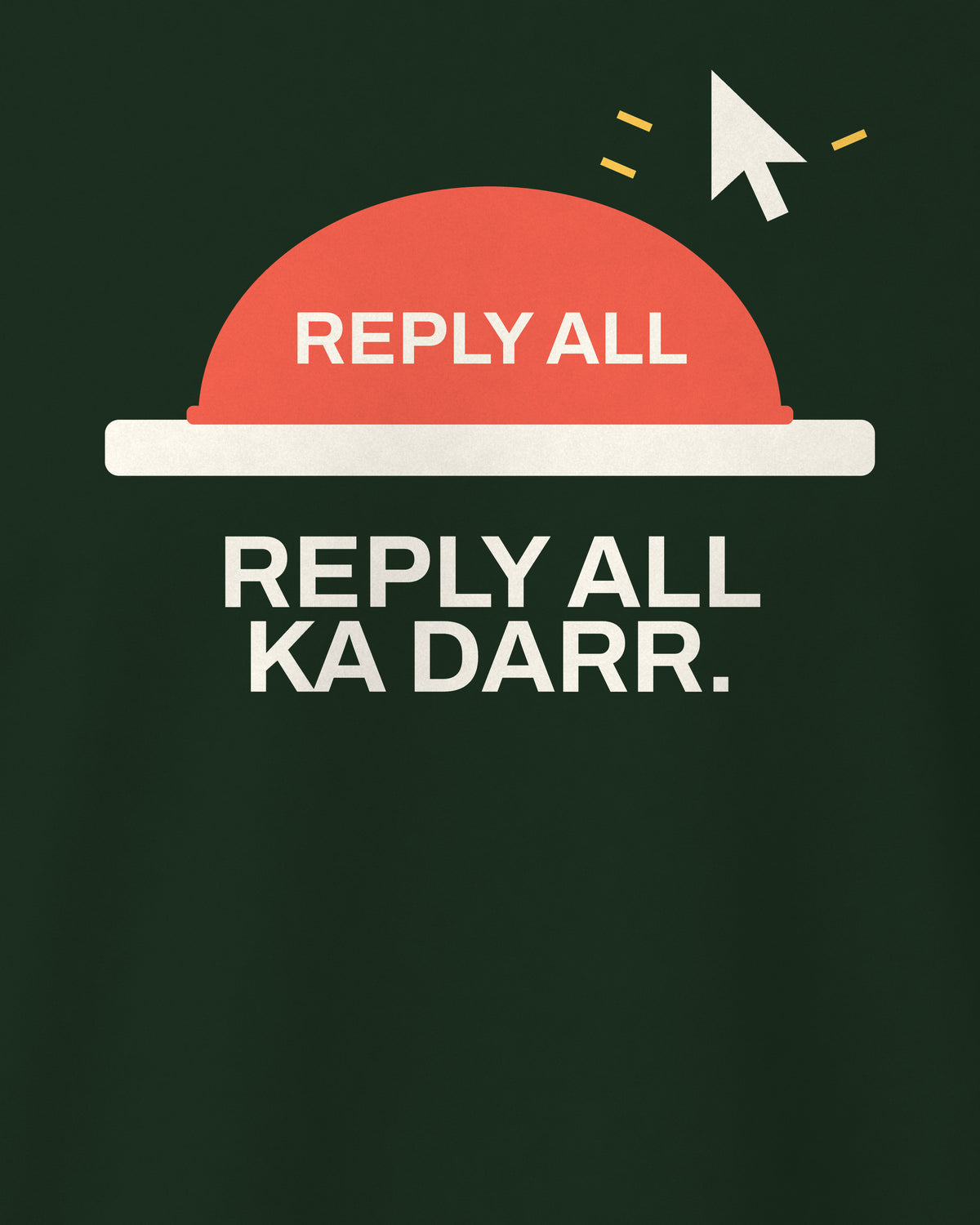 Bottle green regular fit t-shirt, close-up of the Reply All Button Office back print – digital mockup