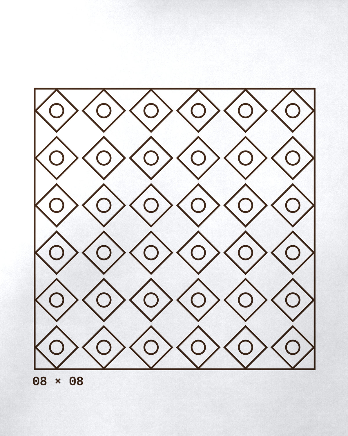 White oversized hoodie, close-up of the Grid 08 x 08 print