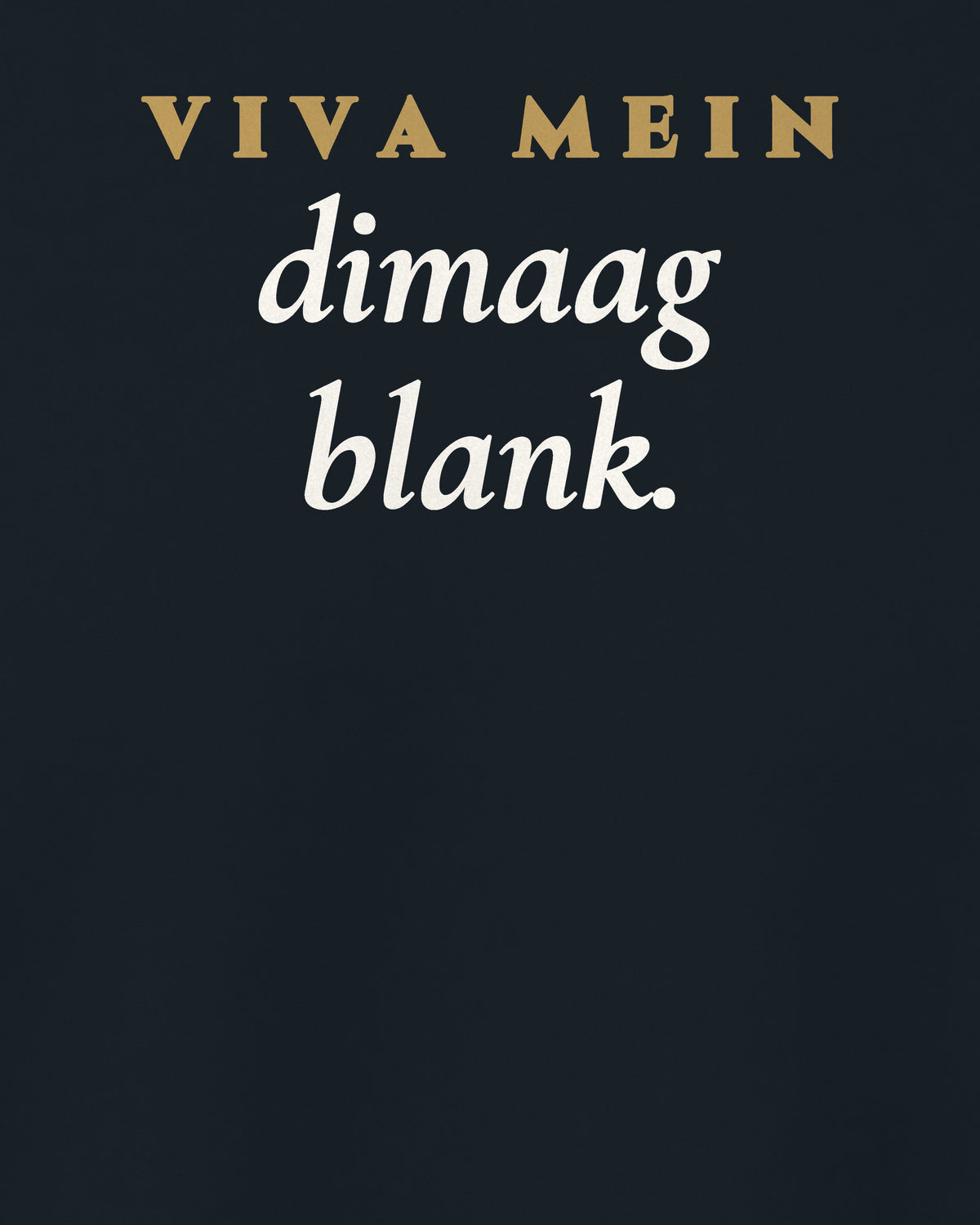 Navy Blue regular fit t-shirt, close-up of the back print reading Viva mein dimaag blank – digital mockup