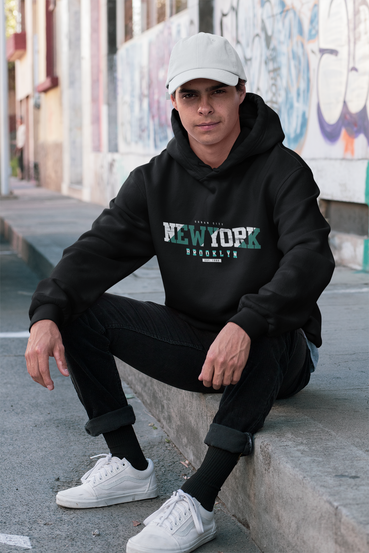 New York Brooklyn Urban Hoodie – Black Streetwear Style
