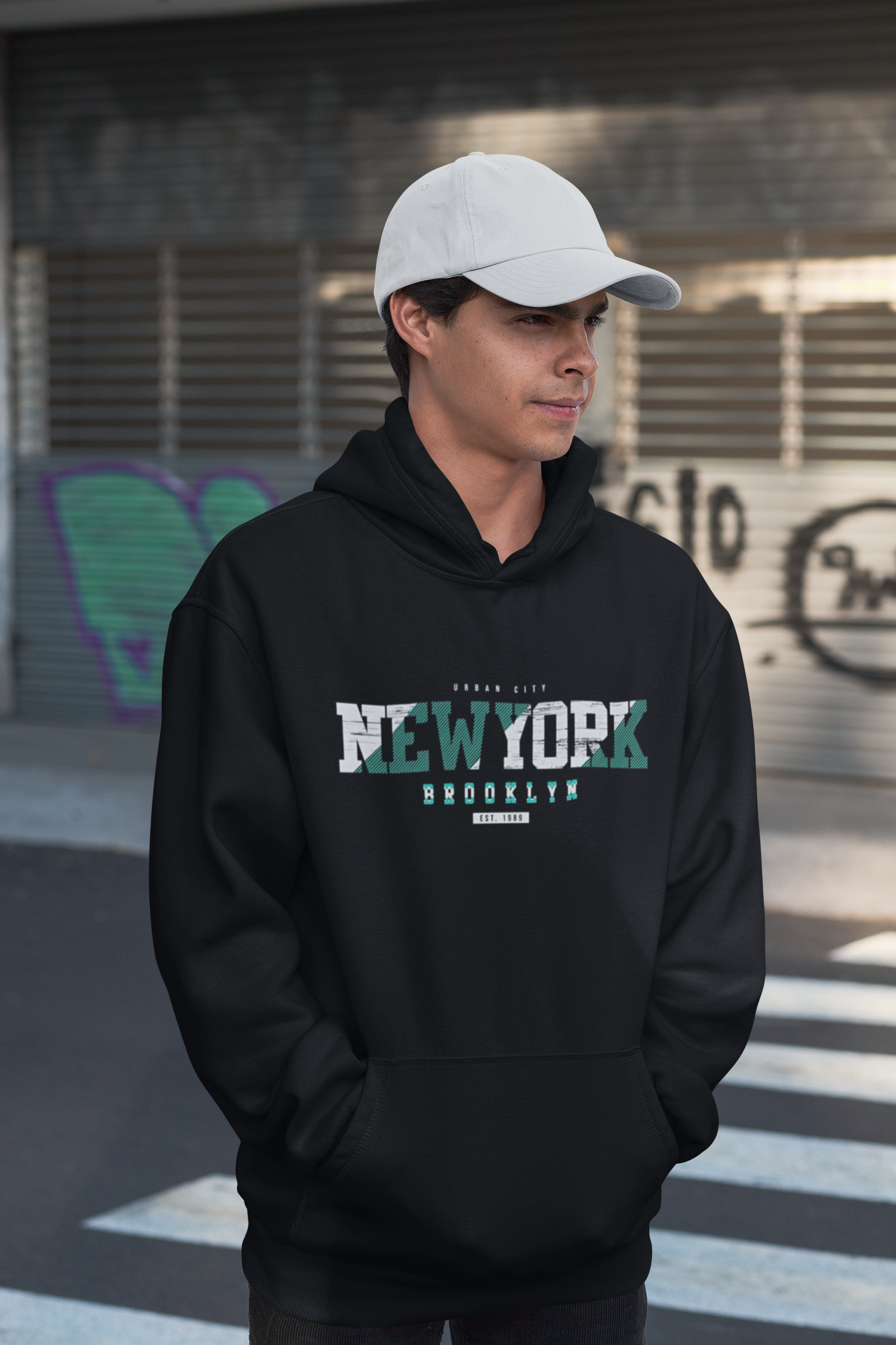 New York Brooklyn Urban Hoodie – Black Streetwear Style