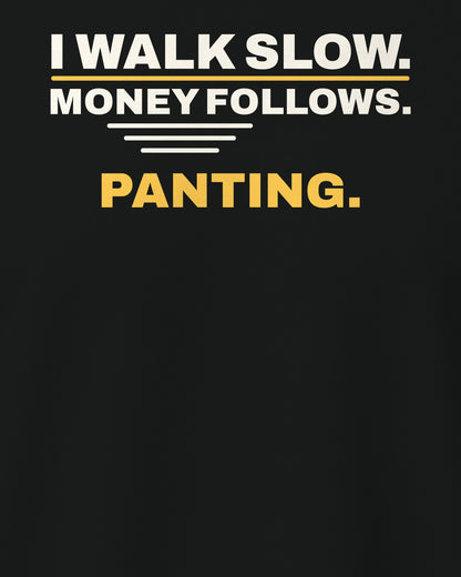 Black regular fit tee, close-up of the back print text – digital mockup
