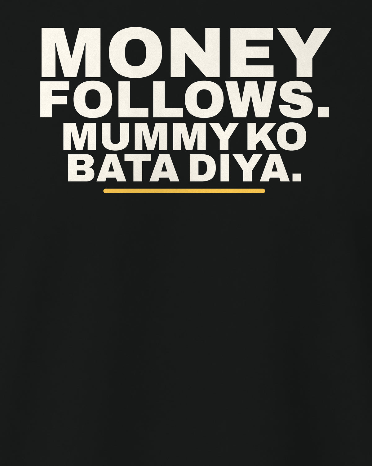 Black regular fit tee, close-up of the back print text – digital mockup