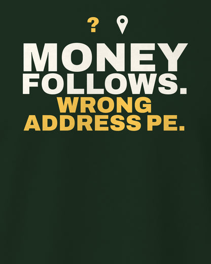 Bottle Green regular fit tee, close-up of the back print text – digital mockup