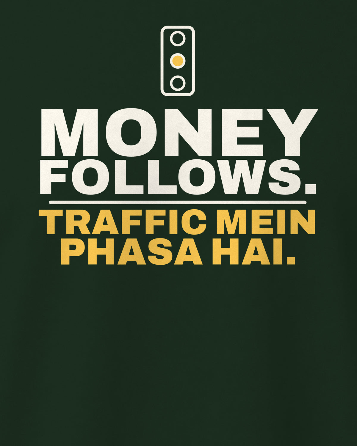 Bottle Green regular fit tee, close-up of the back print text – digital mockup