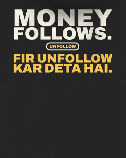 Black oversized hoodie, close-up of the back print text – digital mockup