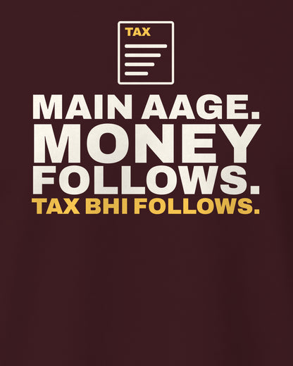 Maroon regular fit tee, close-up of the back print text – digital mockup