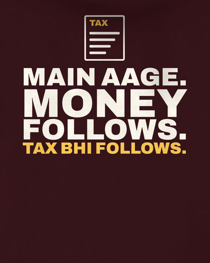 Maroon oversized hoodie, close-up of the back print text – digital mockup