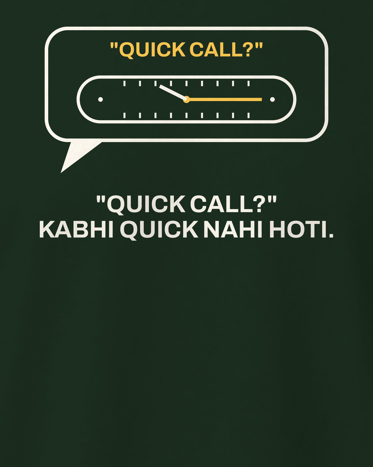 Bottle green regular fit t-shirt, close-up of the Quick Call Clock Office back print – digital mockup