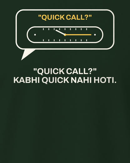 Bottle green regular fit t-shirt, close-up of the Quick Call Clock Office back print – digital mockup
