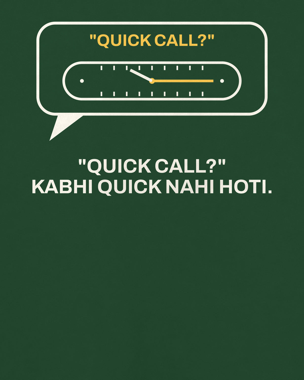 Bottle green oversized t-shirt, close-up of the Quick Call Clock Office back print – digital mockup