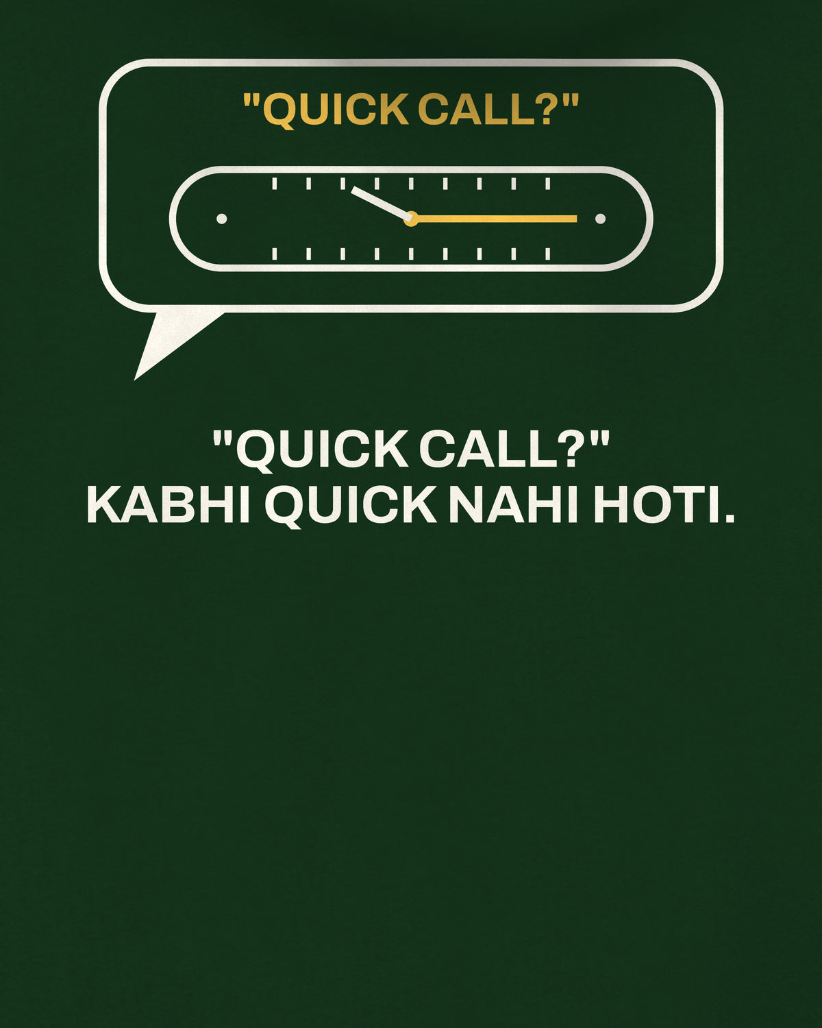 Bottle green oversized hoodie, close-up of the Quick Call Clock Office back print – digital mockup