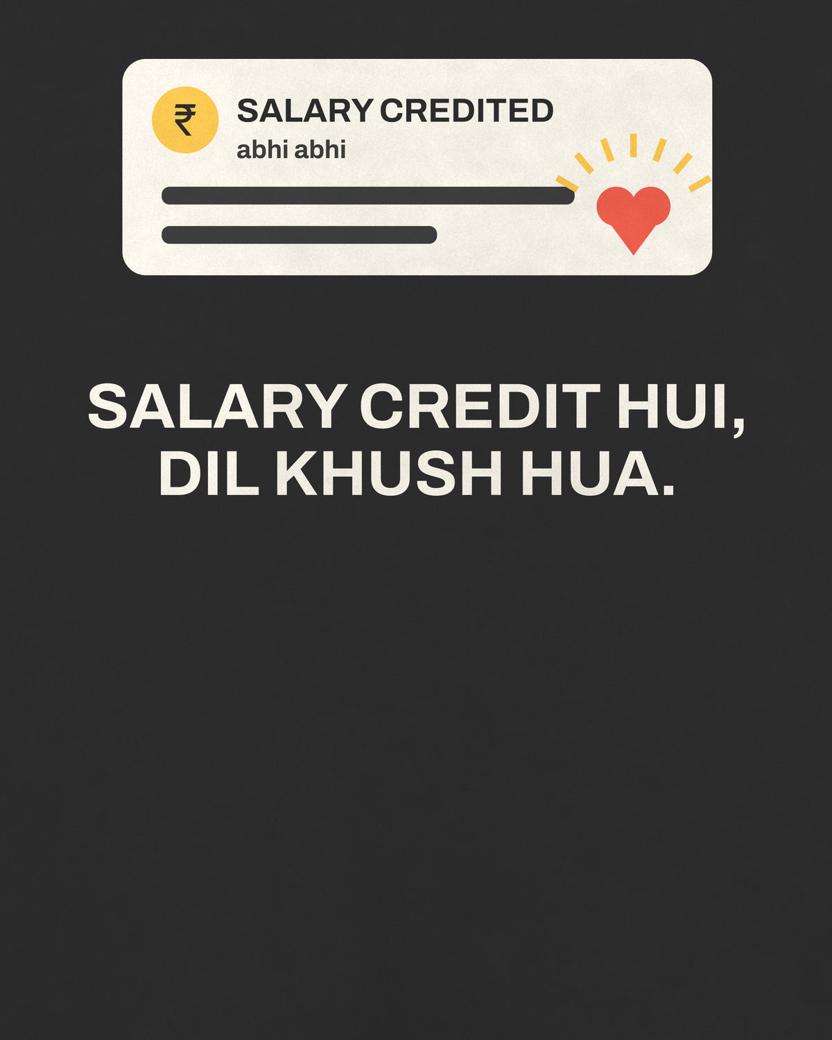 Black oversized t-shirt, close-up of the Salary Notification Office back print – digital mockup
