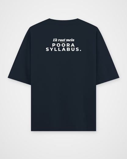 Navy Blue oversized t-shirt, back view with one large print – digital mockup