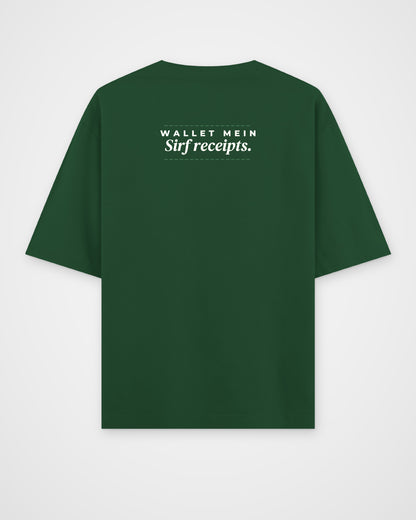 Bottle Green oversized t-shirt, back view with one large print – digital mockup