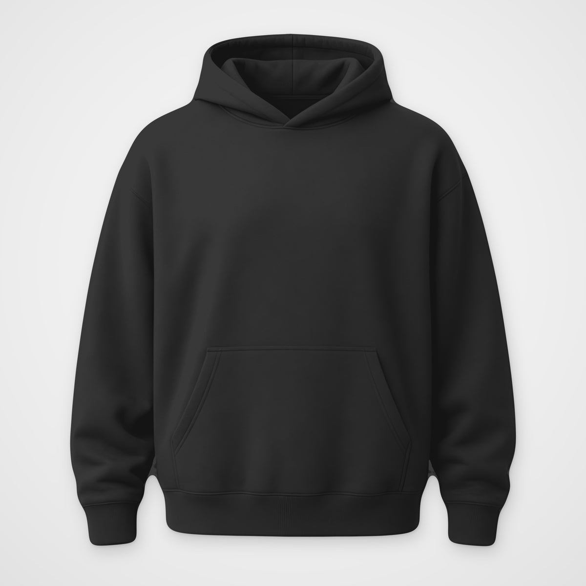 Black oversized hoodie, front view