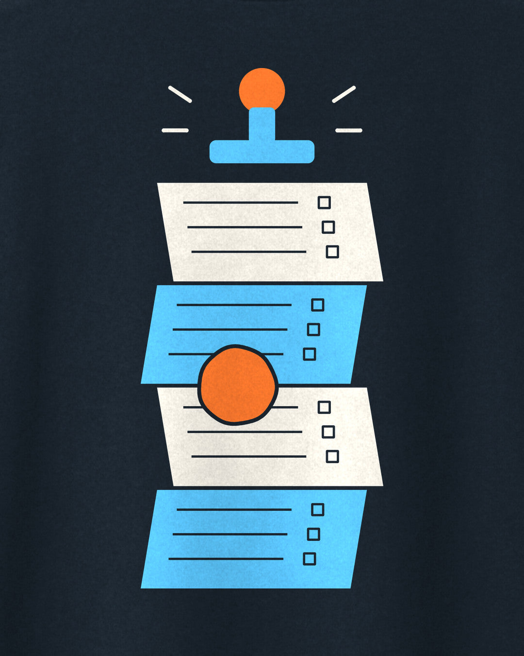 Navy Blue oversized t-shirt, close-up of the Endless Form (wordless) print