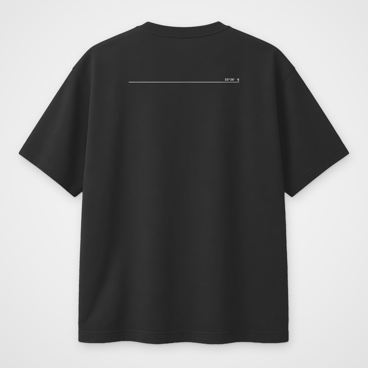 Black oversized t-shirt, back view, Kark Rekha print