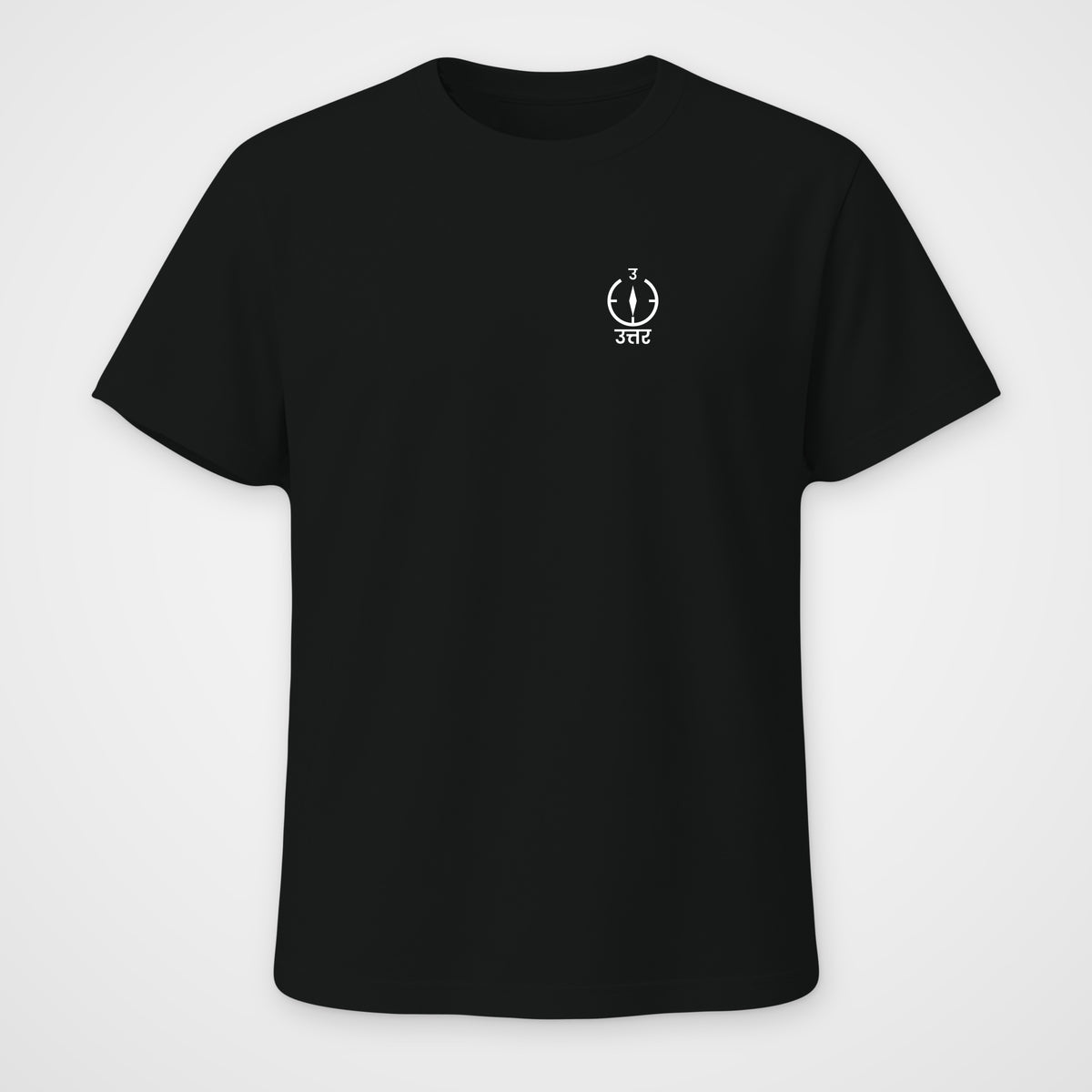 Black regular fit t-shirt, front view, Uttar print