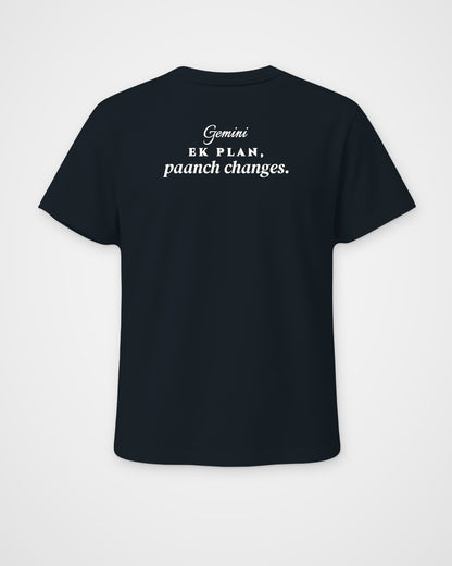 Navy Blue regular fit t-shirt, back view with one large print – digital mockup