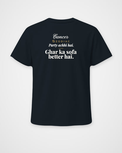Navy Blue regular fit t-shirt, back view with one large print – digital mockup