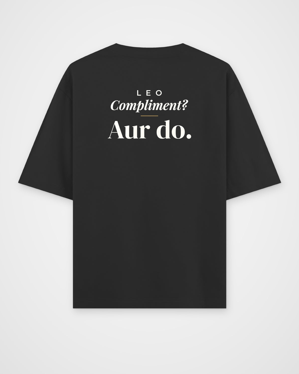 Black oversized t-shirt, back view with one large print – digital mockup