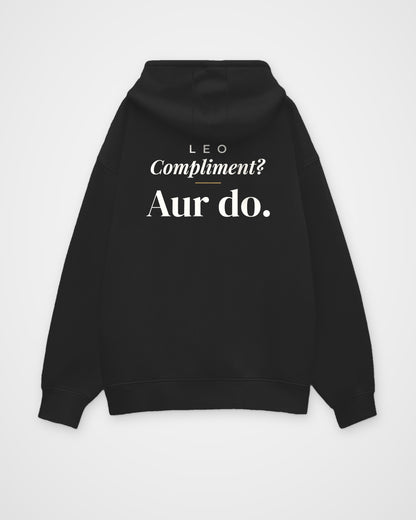 Black oversized hoodie, back view with one large print – digital mockup