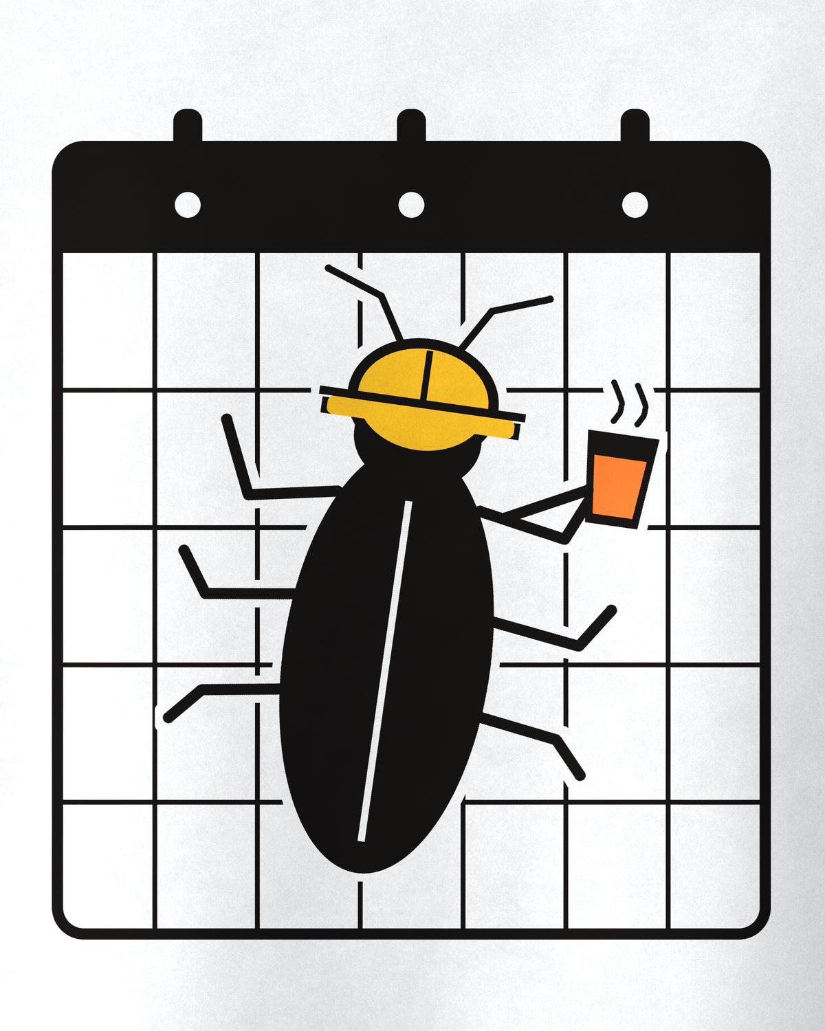 White Oversized T-Shirt – Hard Hat Bug Line Art Back Print – Unisex, close-up