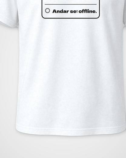 White Regular Fit T-Shirt – Online Offline Graphic Front Print, detail