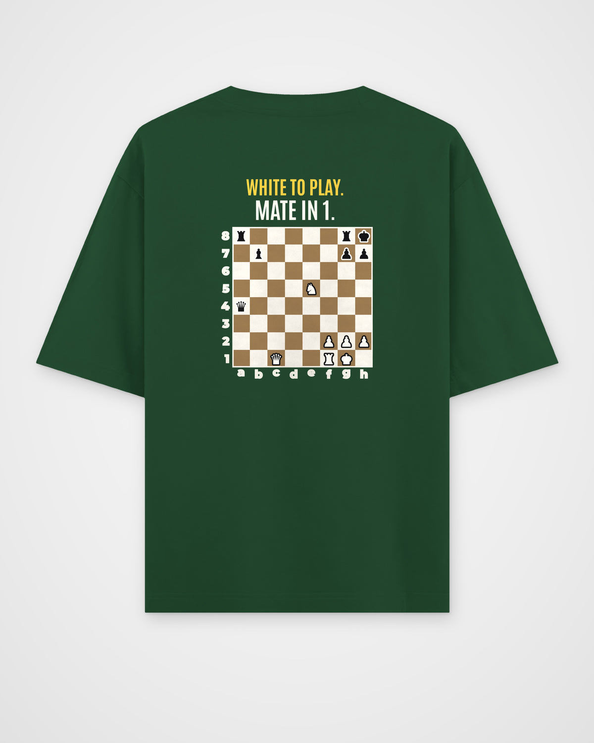 Bottle Green oversized t-shirt, back view with one large puzzle print