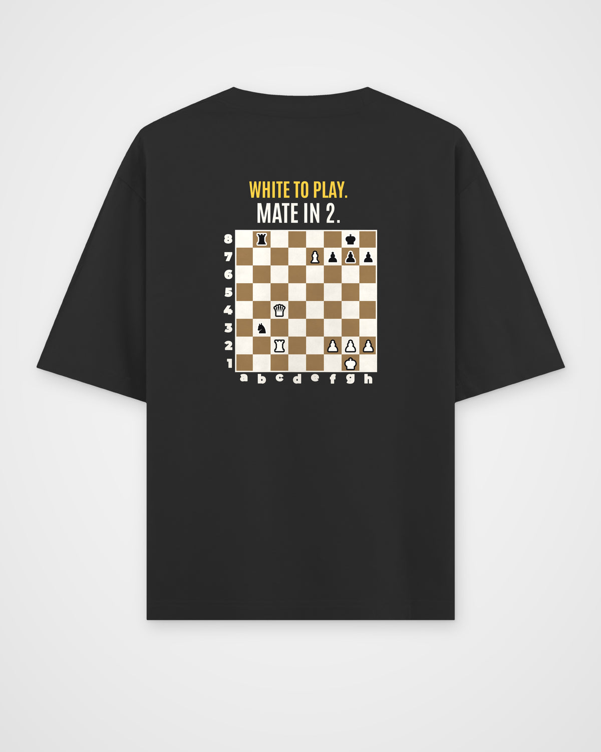 Black oversized t-shirt, back view with one large puzzle print
