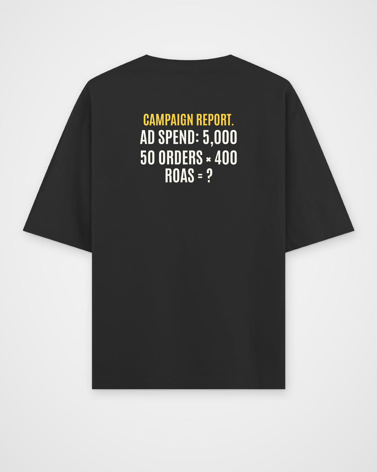 Black oversized t-shirt, back view with one large puzzle print