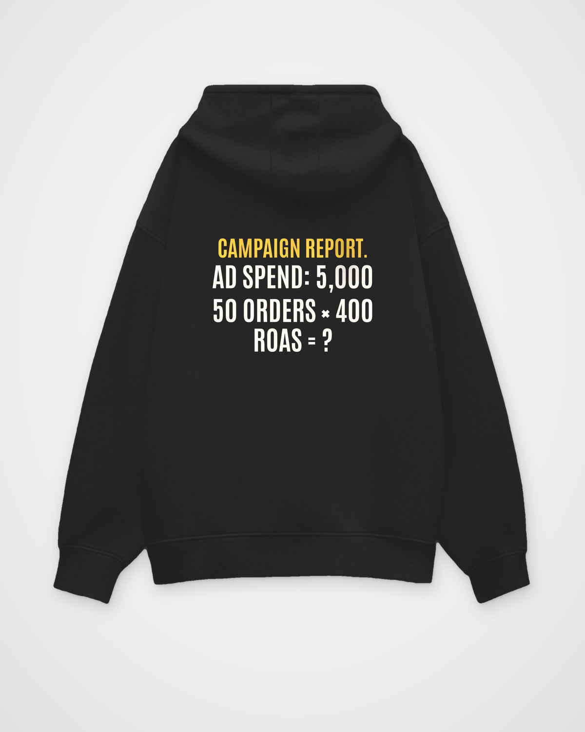 Black oversized hoodie, back view with one large puzzle print