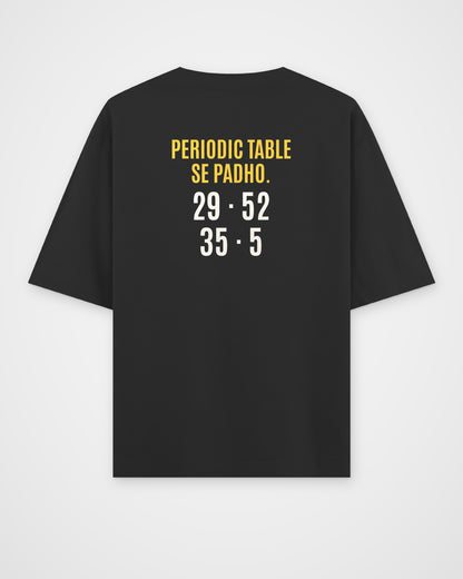 Black oversized t-shirt, back view with one large puzzle print