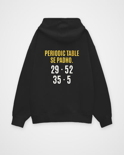 Black oversized hoodie, back view with one large puzzle print
