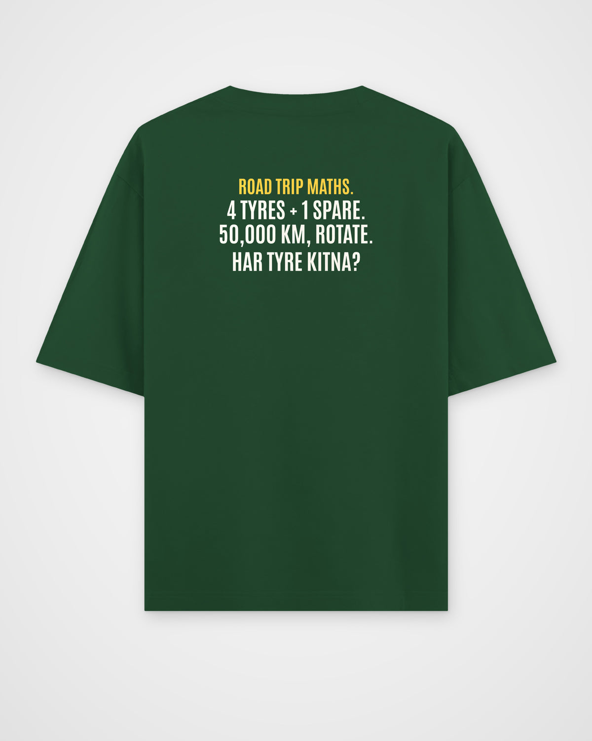 Bottle Green oversized t-shirt, back view with one large puzzle print