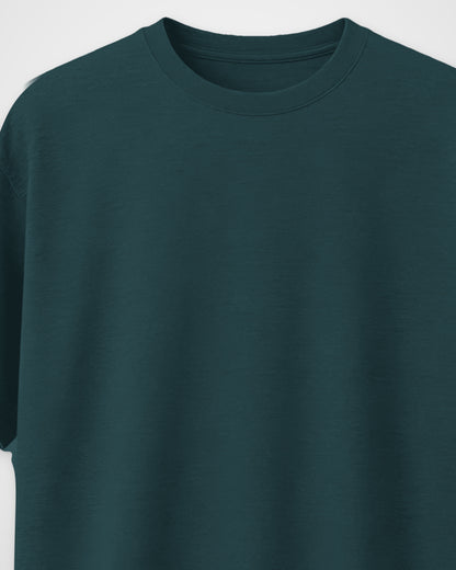 Petrol Blue Oversized T-Shirt – Care Label Back Print – Unisex, detail