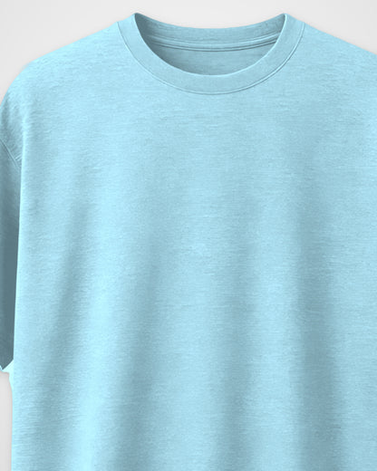 Baby Blue Oversized T-Shirt – Topographic Line Back Print – Unisex, detail