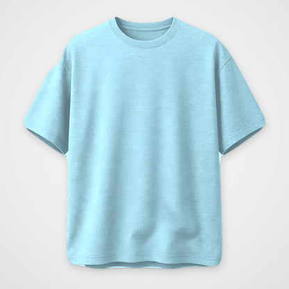 Baby Blue Oversized T-Shirt – Topographic Line Back Print – Unisex (front)
