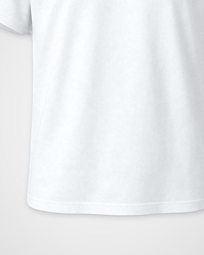 White Regular Fit T-Shirt – Minimal Chest Print, detail