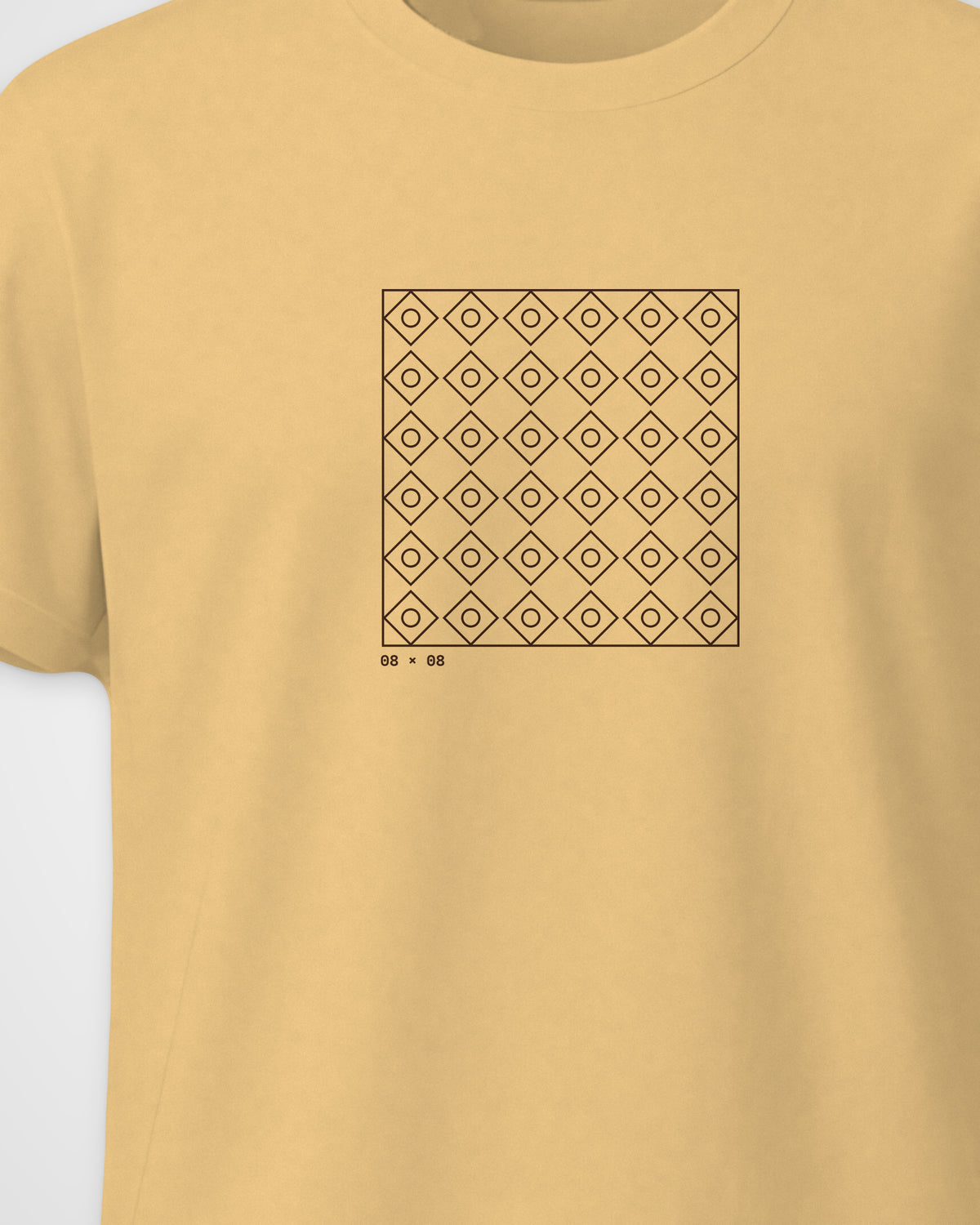Beige Regular Fit T-Shirt – Geometric Line Front Print, detail