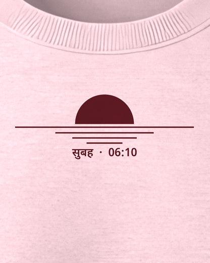 Light Pink Crewneck Sweatshirt – Line Art Chest Print – Unisex (detail)