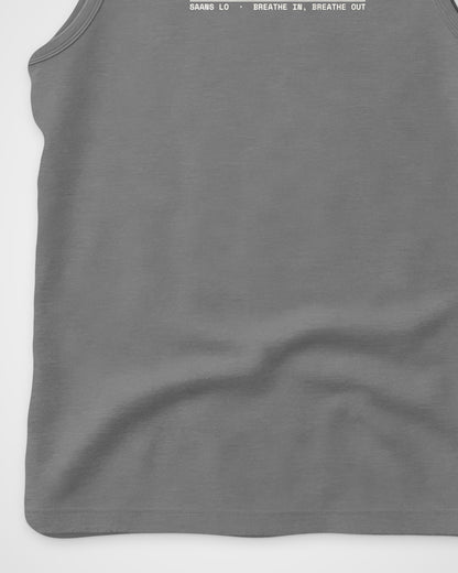 Charcoal Melange Sleeveless T-Shirt – Hindi Typography Front Print, detail