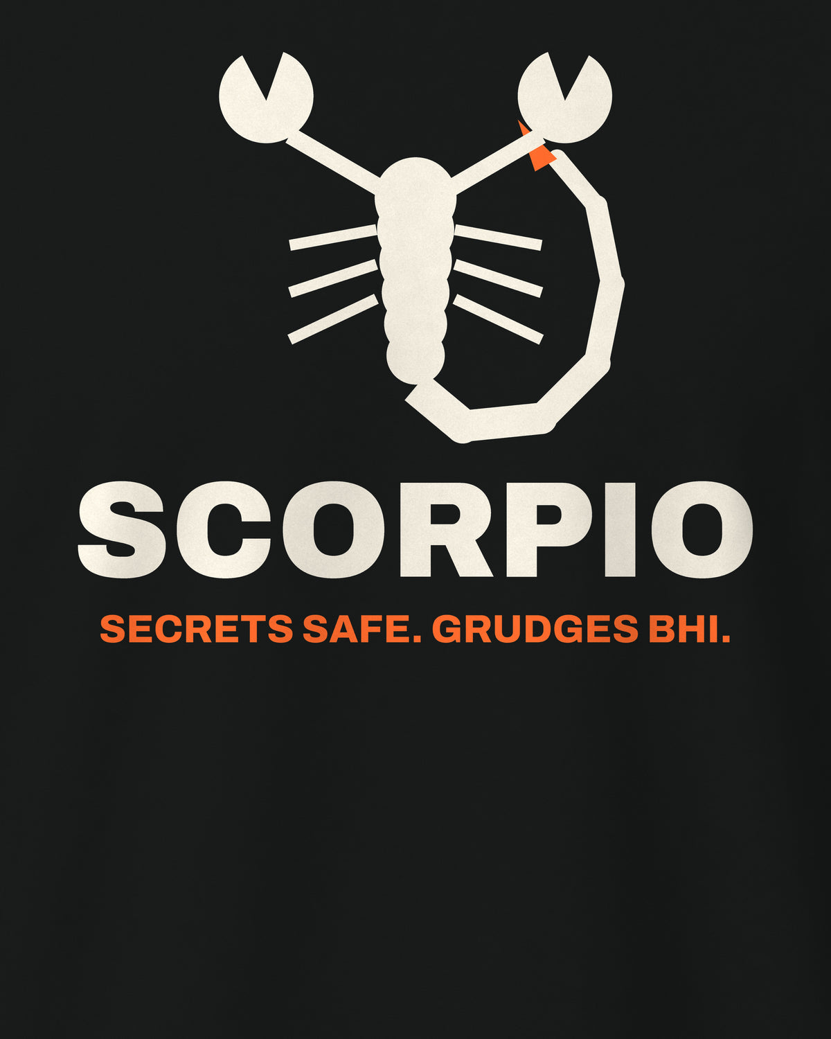 Black regular fit t-shirt, close-up of the Scorpio Zodiac back print – digital mockup