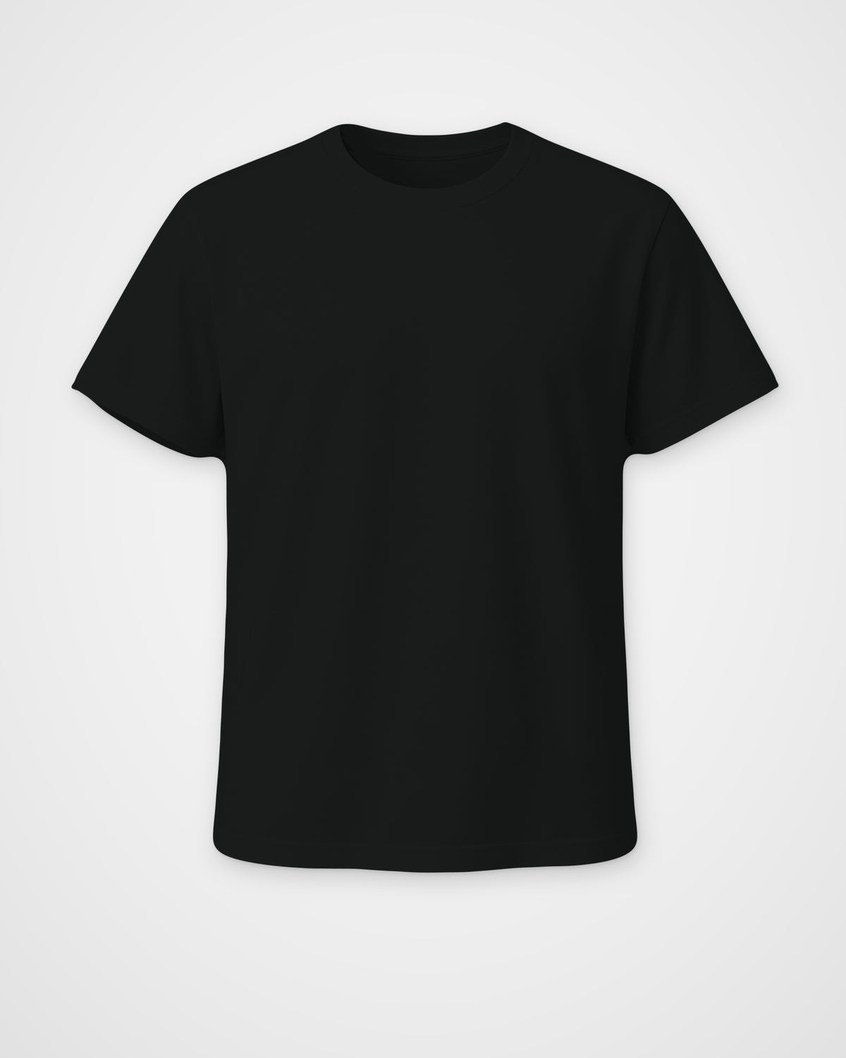 Black regular fit t-shirt, front view, plain front; the Traffic Mein Hoon print is on the back – digital mockup