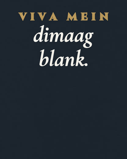 Navy Blue oversized t-shirt, close-up of the back print reading Viva mein dimaag blank – digital mockup