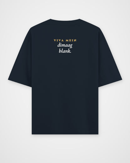 Navy Blue oversized t-shirt, back view with one large print – digital mockup
