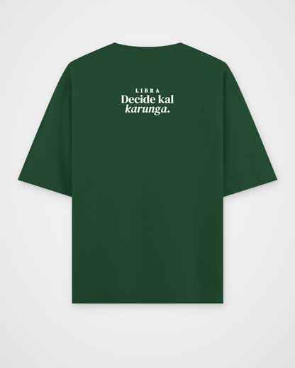 Bottle Green oversized t-shirt, back view with one large print – digital mockup