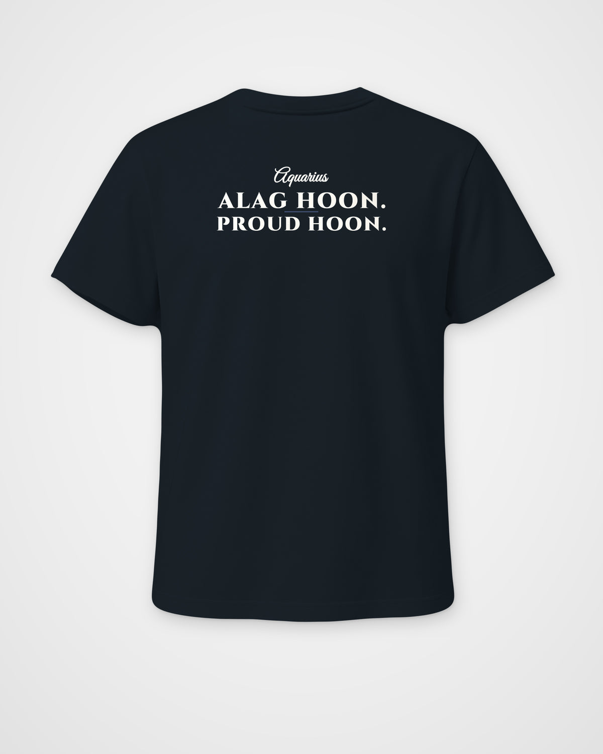 Navy Blue regular fit t-shirt, back view with one large print – digital mockup