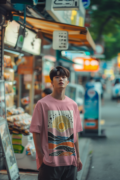 Sunset Horizon Oversized Graphic T-Shirt – Aesthetic Korean Streetwear